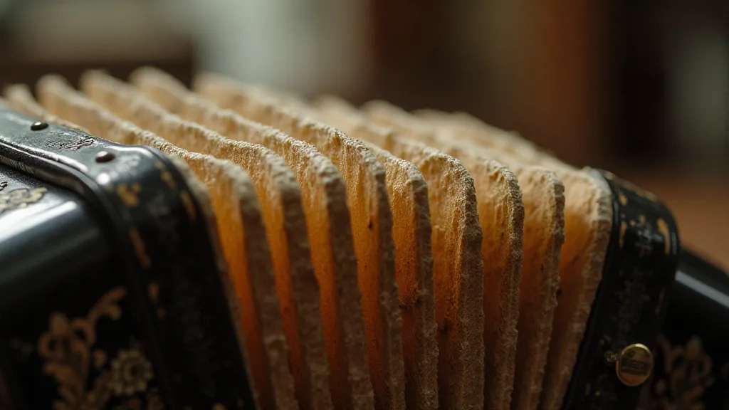 Antique accordion bellows close-up