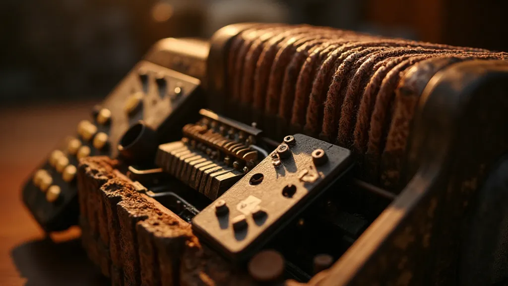 Vintage accordion partially disassembled