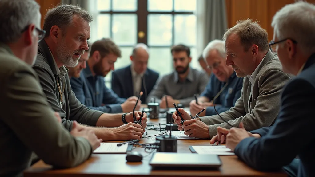 Ham radio club meeting scene