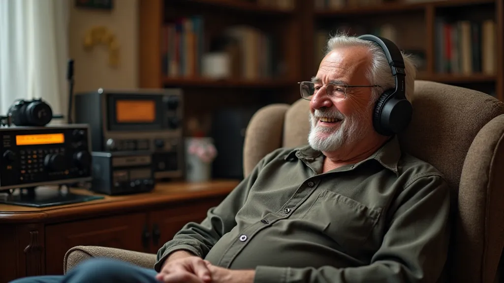 Man listening to a ham radio