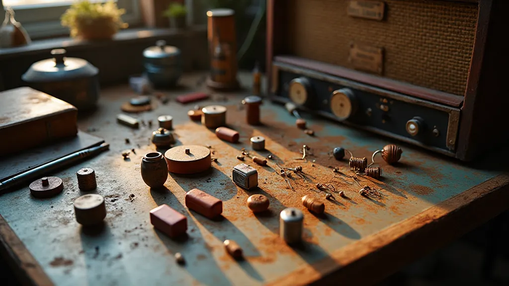 Collection of antique radio components