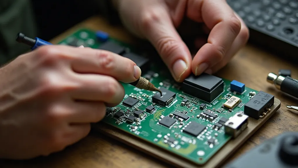 Hands soldering wires on a circuit board