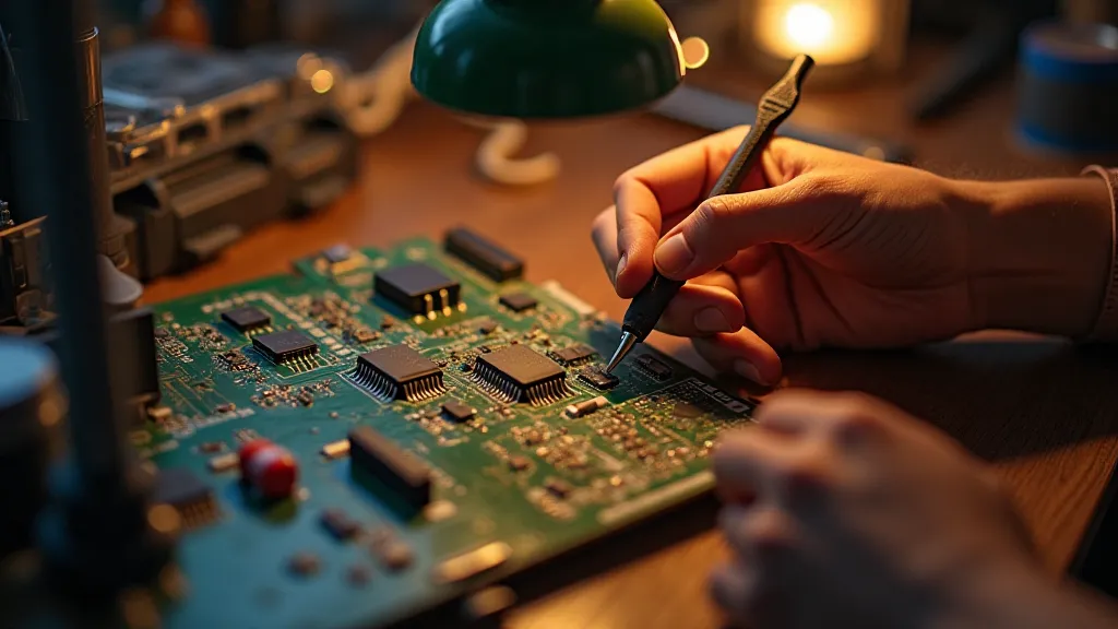 Hands soldering a circuit board