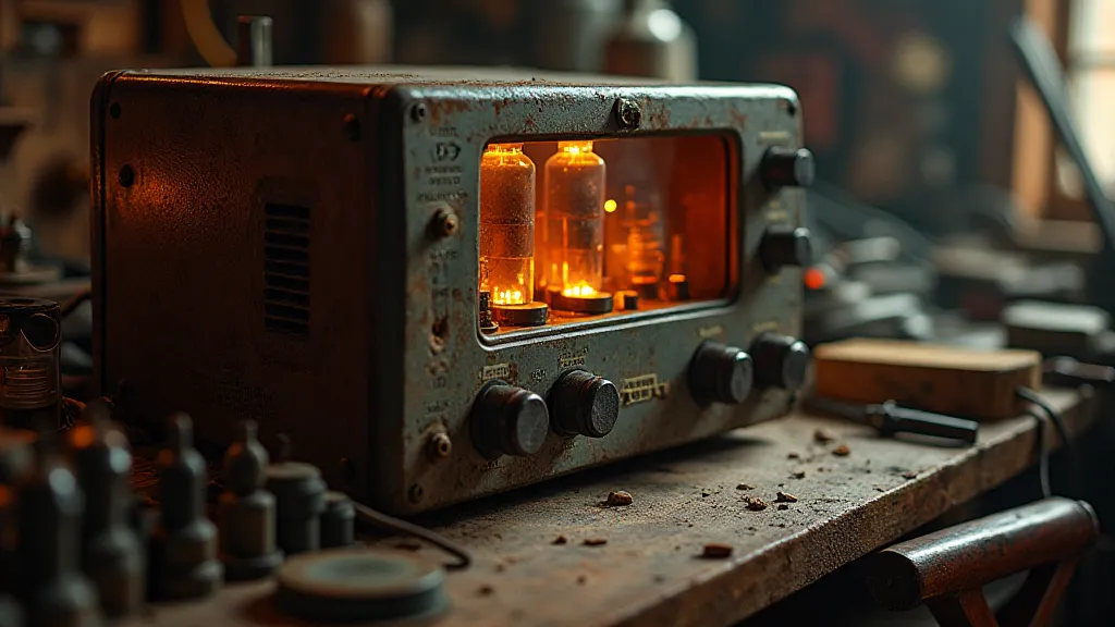 Vintage radio receiver with vacuum tubes