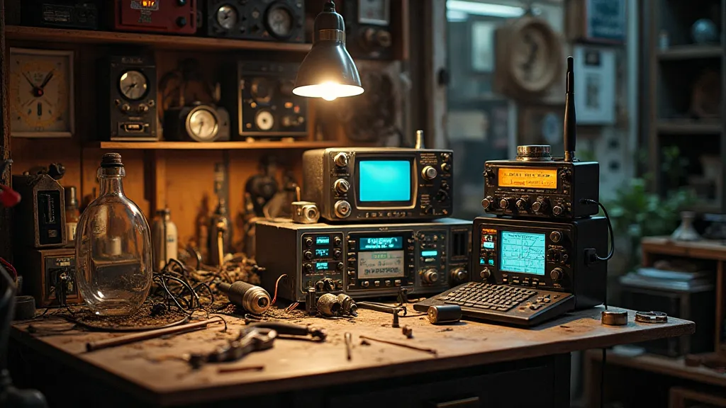Workbench with radio project in progress
